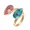 Exquisite Light Rose Ignite & Light Turquoise Ring - Handcrafted Jewelry